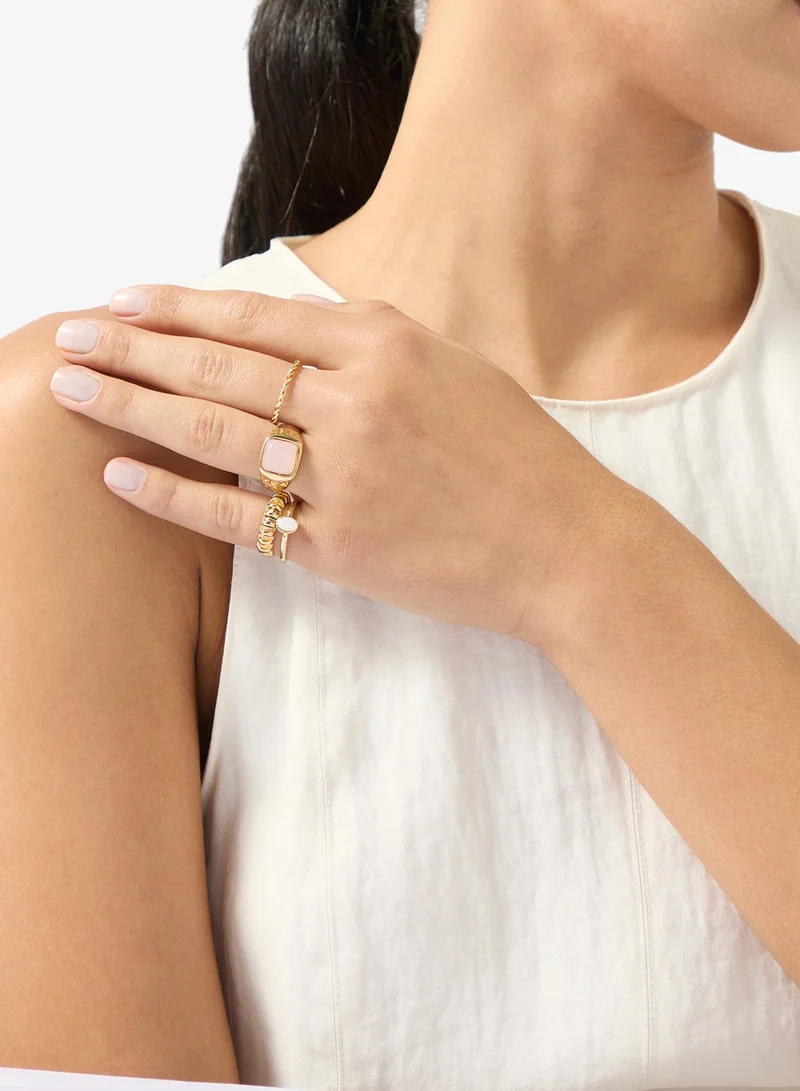 6PK Mixed Textured Gold Rings