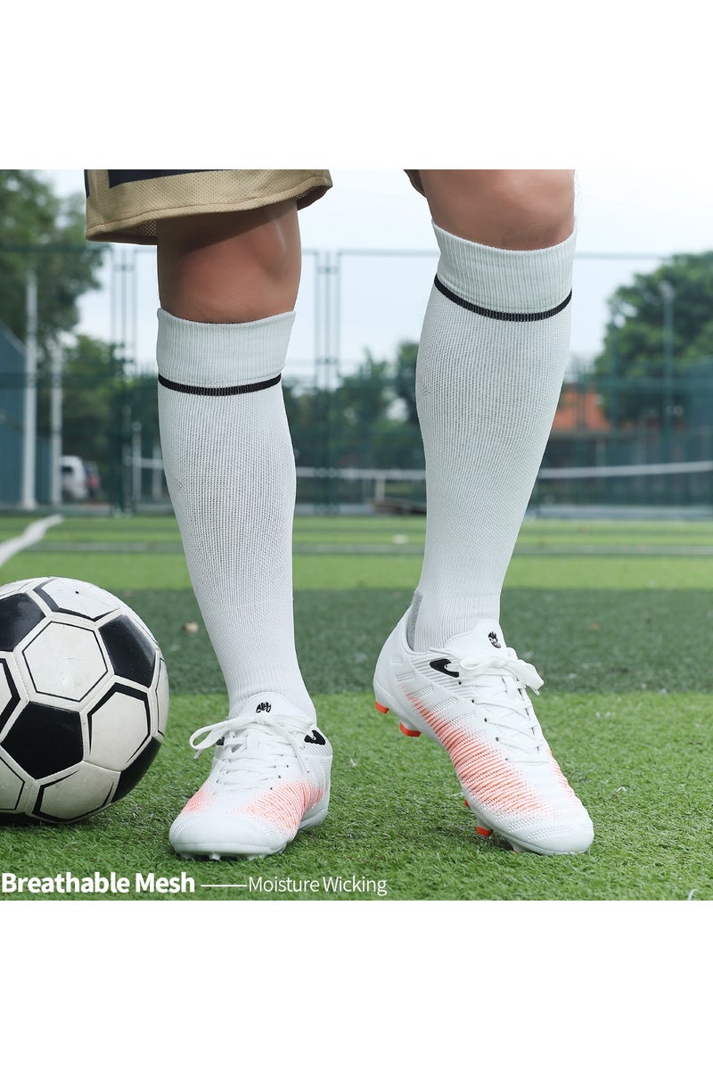 جناح السماء جوارب كرة قدم رجالية ونسائية ملونة، جوارب ضاغطة مرنة حتى الركبة، جوارب رياضية لكرة القدم للجنسين - أبيض - 3 أزواج - Image 4