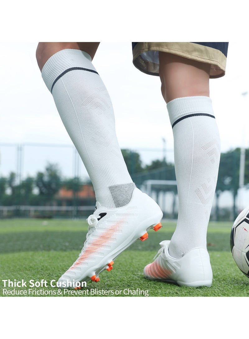 جناح السماء جوارب كرة قدم رجالية ونسائية ملونة، جوارب ضاغطة مرنة حتى الركبة، جوارب رياضية لكرة القدم للجنسين - أبيض - 3 أزواج - Image 5