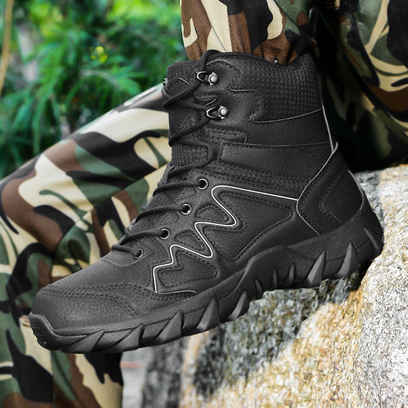 Large Size Outdoor Mountaineering Land Combat Boots Men'S Mid-Top Desert Adventure Sports Mountain Camping Tactical Military Boots - Image 5
