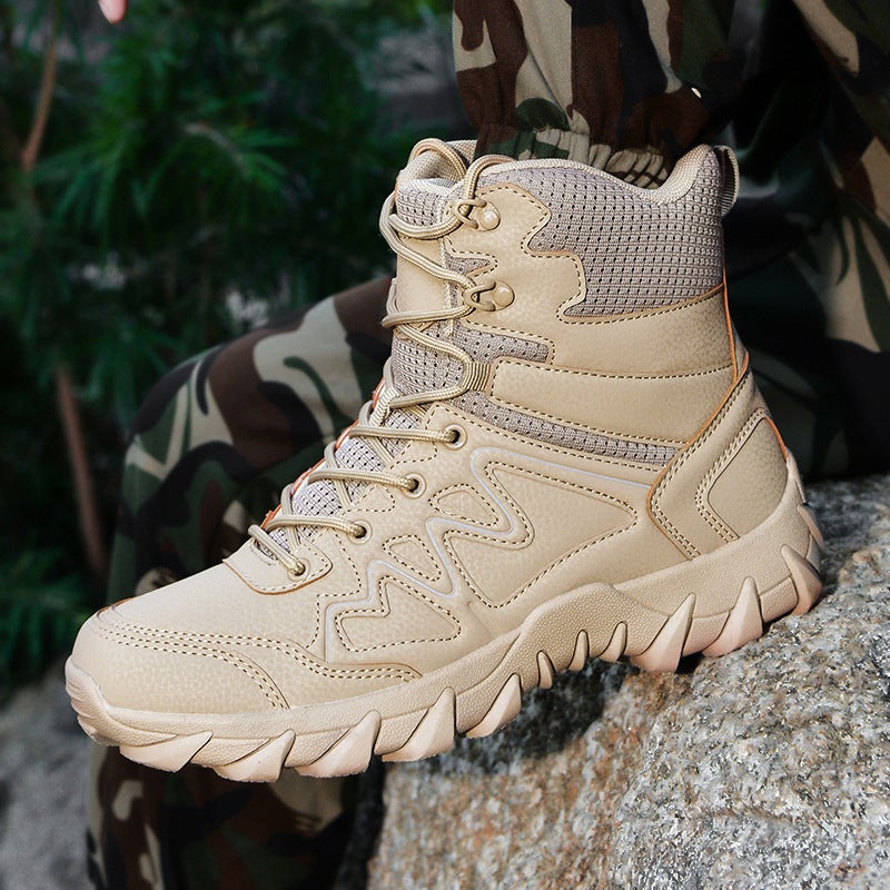 Large Size Outdoor Mountaineering Land Combat Boots Men'S Mid-Top Desert Adventure Sports Mountain Camping Tactical Military Boots - Image 4