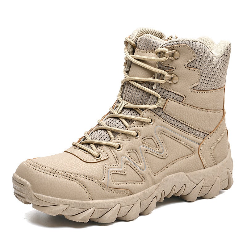 Large Size Outdoor Mountaineering Land Combat Boots Men'S Mid-Top Desert Adventure Sports Mountain Camping Tactical Military Boots - Image 3