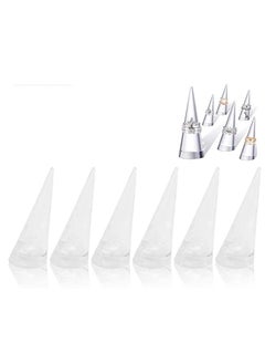 Excefore Clear Acrylic Ring Holder, 6 Pack Cone Shape Solid Rrystal Display, Single Finger Rings Showcase Stand for Wedding Jewelry Display (Clear)  - Image 1