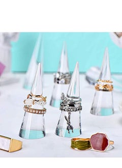Excefore Clear Acrylic Ring Holder, 6 Pack Cone Shape Solid Rrystal Display, Single Finger Rings Showcase Stand for Wedding Jewelry Display (Clear)  - Image 3