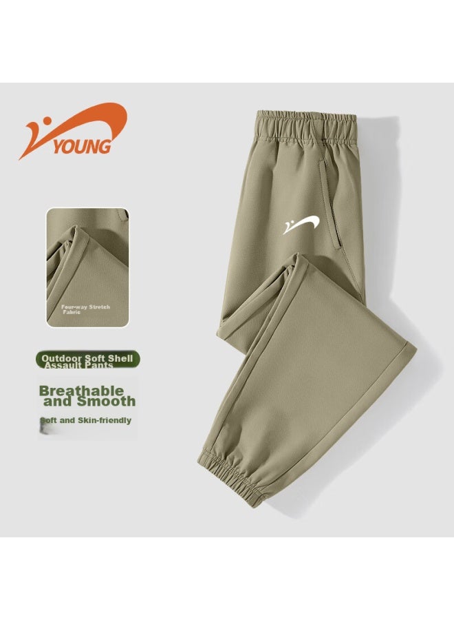 Noble bird Guirenniao Children's Sweatpants, Boys' Spring And Autumn Style, Kids' Black Sports Pants, Waterproof Trousers For Older Children, Boys' Hiking Pants - Image 1