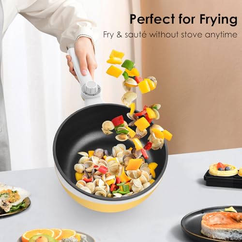 Audecook Hot Pot Electric, 1.7L Mini Electric Skillet Portable Nonstick Sauté Pan with Power Adjustment, Rapid Noodles Cooker Travel Multicooker for Steak/Soup/Egg/Oatmeal/Noodles - Image 2