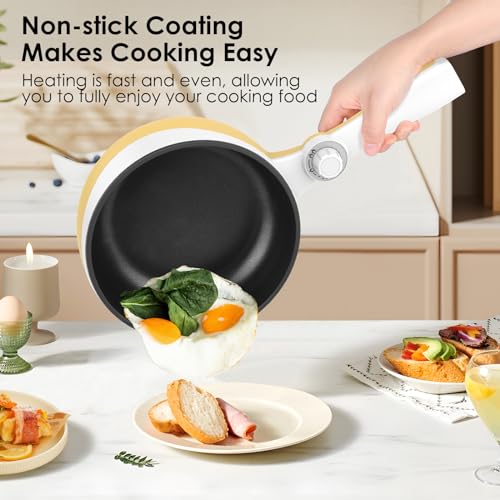 Audecook Hot Pot Electric, 1.7L Mini Electric Skillet Portable Nonstick Sauté Pan with Power Adjustment, Rapid Noodles Cooker Travel Multicooker for Steak/Soup/Egg/Oatmeal/Noodles - Image 5
