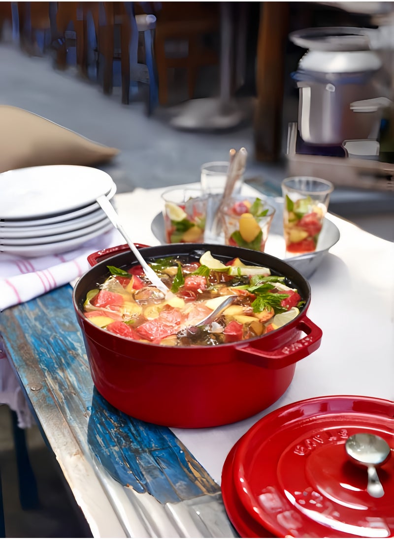 nihao - 5.5QT Large Capacity Enameled Cast Iron Dutch Oven with Lid – Dual Handles – Oven Safe up to 500° F or on Stovetop – Use to Marinate, Cook, Bake, Refrigerate and Serve 26CM Diameter – Red - Image 1