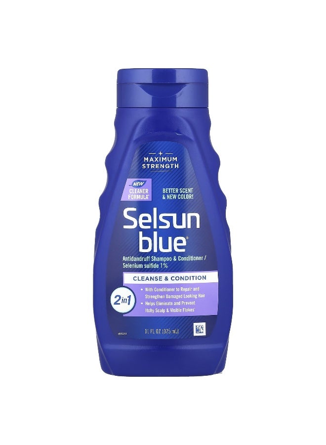 Selsun blue سيلسون بلو، شامبو وبلسم مضاد للقشرة 2 في 1، 11 أونصة سائلة (325 مل) - Image 1