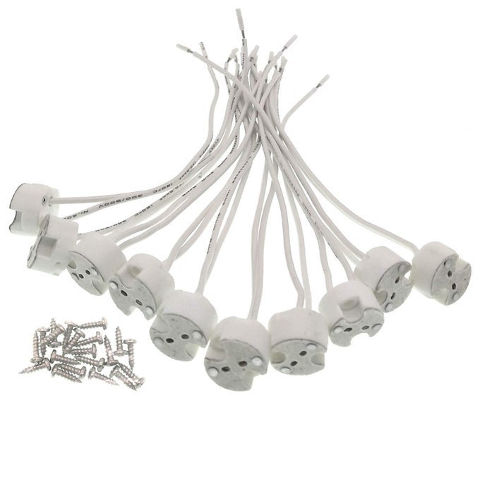 MR16 SOCKET10 PACK 2 PIN HALOGEN MR16 LAMP HOLDER GU53 SOCKET GY635 CERAMIC LAMP HOLDER WITH M3 CLEARANCE HOLE FIXINGS