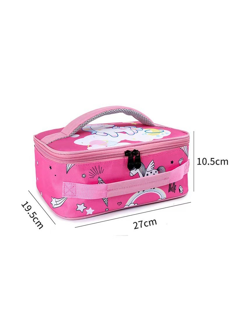 Generic Kids Insulated Lunch Bag for School Picnics Deep Pink Pegasus 