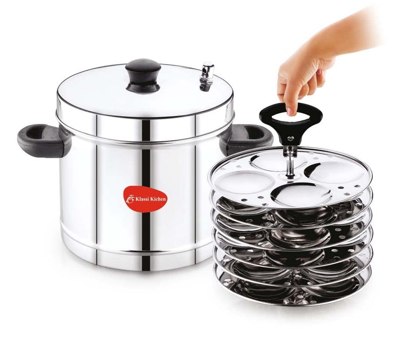 KLASSI KICHEN Stainless Steel Idly Maker 6 Plates Compatible with Induction and Gas Stove 24 idli - Image 1