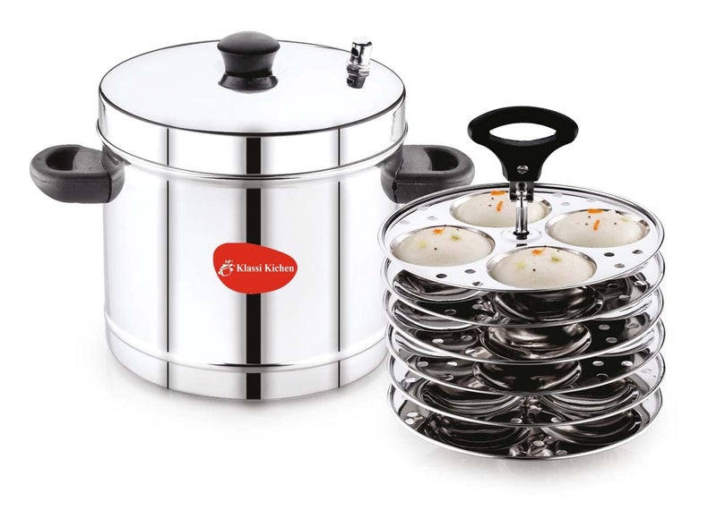 KLASSI KICHEN Stainless Steel Idly Maker 6 Plates Compatible with Induction and Gas Stove 24 idli - Image 2