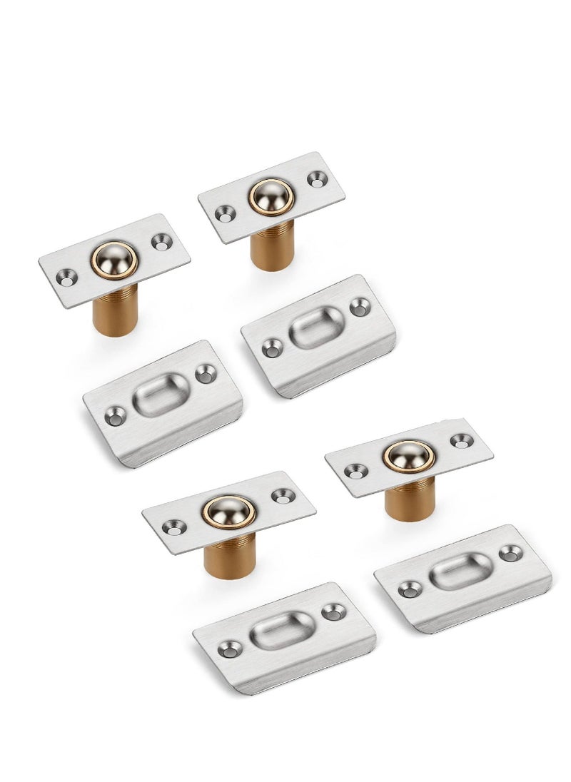 Generic Closet Door Ball CatchHardware Stainless Steel Catch Adjustable with Strike Plate Solid Brass Body 4 Pack Silver  - Image 1