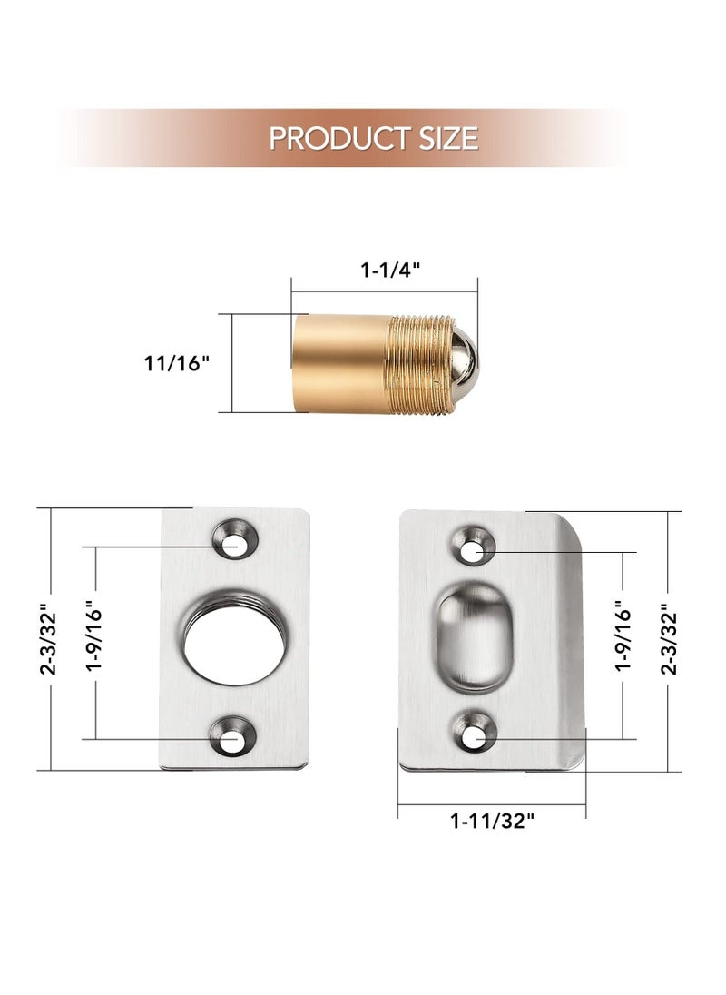 Generic Closet Door Ball CatchHardware Stainless Steel Catch Adjustable with Strike Plate Solid Brass Body 4 Pack Silver  - Image 5