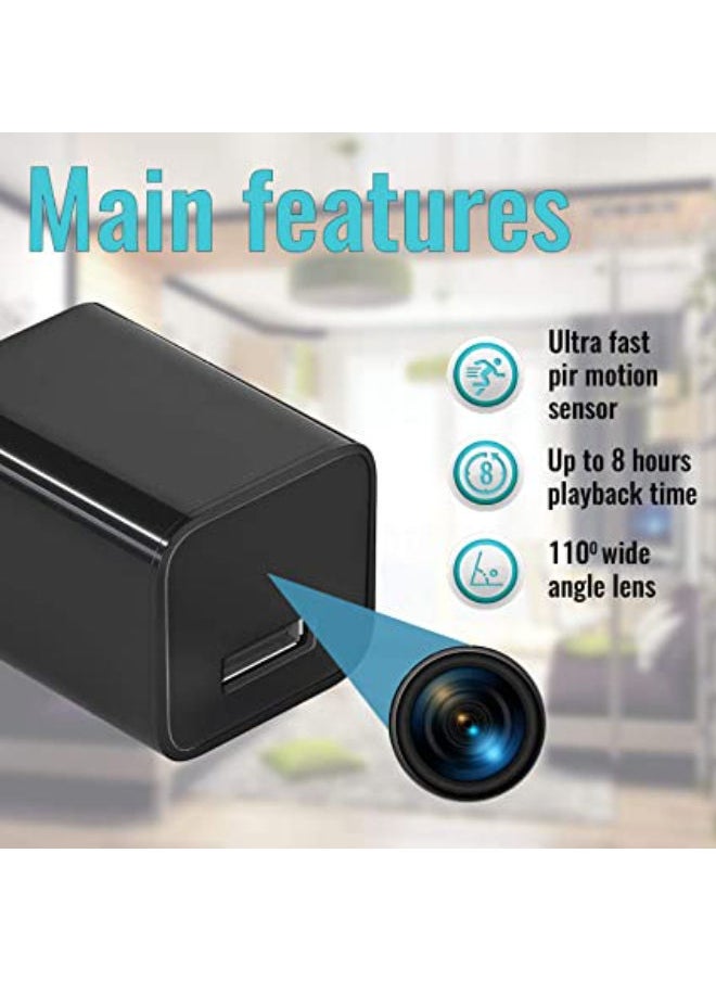 SHOPI - Mini Charger Hidden Camera HD 1080P Motion Detection USB Wall Charger Camera Plug Camera Loop Recording Nanny Cam Home Security Camera Housekeeper - Image 1
