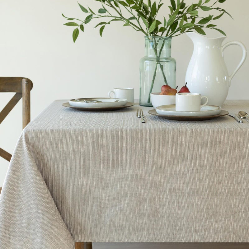 Benson Mills Cameron Textured Fabric Table Cloth, for Everyday Home Dining, Parties, Weddings & Holiday Tablecloths (52" x 70" Rectangular, Millennium Natural) - Image 1