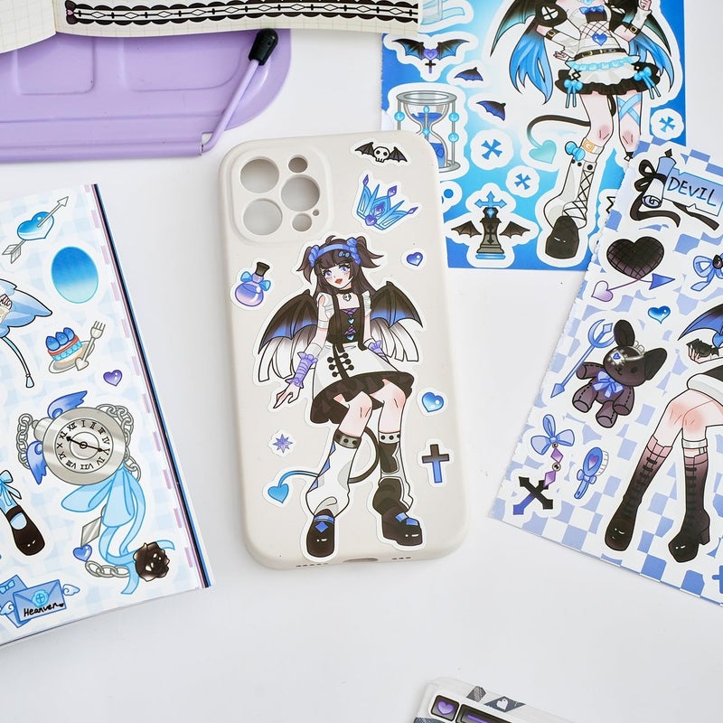 DEOXY Pack of 4 Book,80 Sheets Angels Sweetheart 3D Envelope Seal Sticker Paper Home-Made Character ins Girl Heart Sweet Cool Wind goo Card Hand Account Material Sticker-Self-Adhesive - Image 3