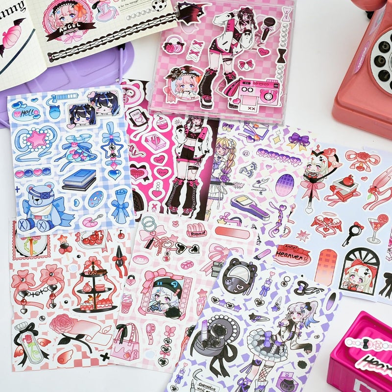 DEOXY Pack of 4 Book,80 Sheets Angels Sweetheart 3D Envelope Seal Sticker Paper Home-Made Character ins Girl Heart Sweet Cool Wind goo Card Hand Account Material Sticker-Self-Adhesive - Image 4