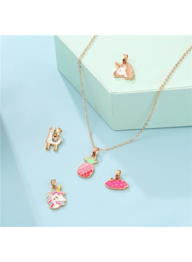 Cute Unicorn Jewelry Set for grils Oil Drop Necklace Shiny Fashion Gift - Image 2