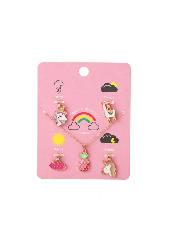 Cute Unicorn Jewelry Set for grils Oil Drop Necklace Shiny Fashion Gift - Image 3