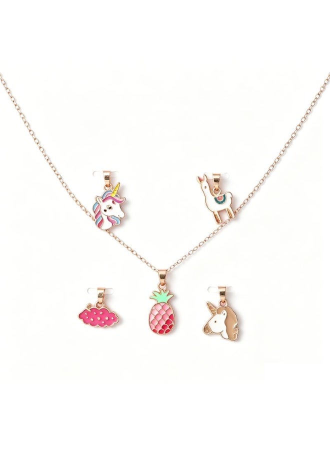 Cute Unicorn Jewelry Set for grils Oil Drop Necklace Shiny Fashion Gift - Image 1