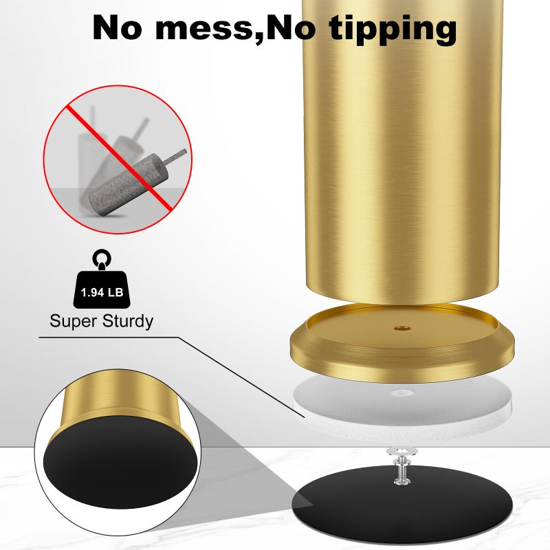 UNCONSIL Brass Toilet Brush and Holderï¼ŒLong Handled Gold Toilet Brush for Bathroomï¼ŒStainless Steel Heavy Duty Toilet Bowl Brush,Removable Inner Bowl,Deep Cleaning Dense Bristles Cleaner Brush -Space Saving - Image 2