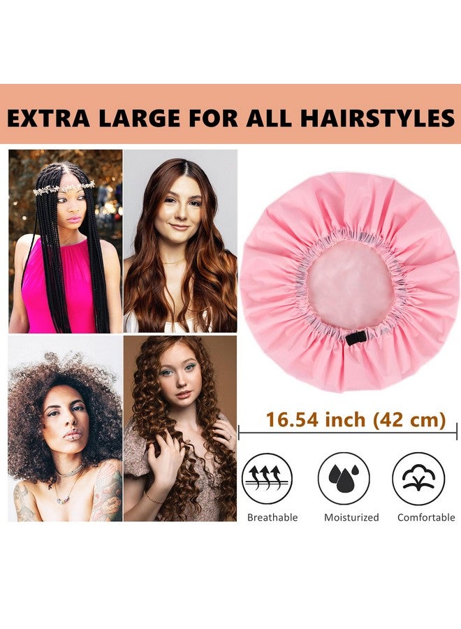 Himoswis غطاء دش للشعر المضفر، غطاء دش كبير جداً للنساء ذوات الشعر الطويل، غطاء دش للشعر المضفر الطويل، غطاء دش عملاق قابل لإعادة الاستخدام ومقاوم للماء للشعر الكثيف، الضفائر (كبير جداً، وردي) - Image 3