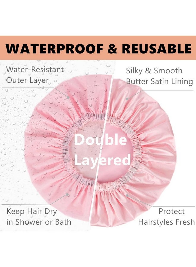 Himoswis غطاء دش للشعر المضفر، غطاء دش كبير جداً للنساء ذوات الشعر الطويل، غطاء دش للشعر المضفر الطويل، غطاء دش عملاق قابل لإعادة الاستخدام ومقاوم للماء للشعر الكثيف، الضفائر (كبير جداً، وردي) - Image 2