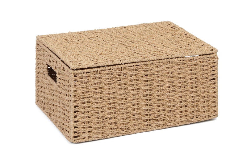 Arpan Natural Paper Rope Storage Basket Box With Lid Large