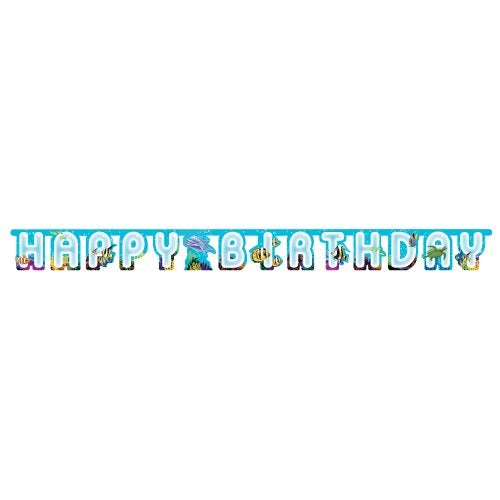 Creative Converting Ocean Happy Birthday Jointed Party Banner - Image 1