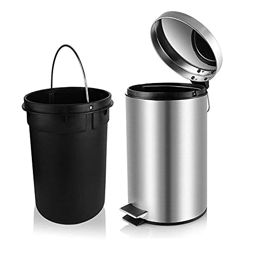 OPR Stainless Steel Round Pedal Dustbin with Soft-Close Lid And Foot Pedal | Trash Can/Dustbin For Home, Kitchen, Bathroom, Office And Washroom With Lid And bucket(8 liter)(medium size) - Image 1