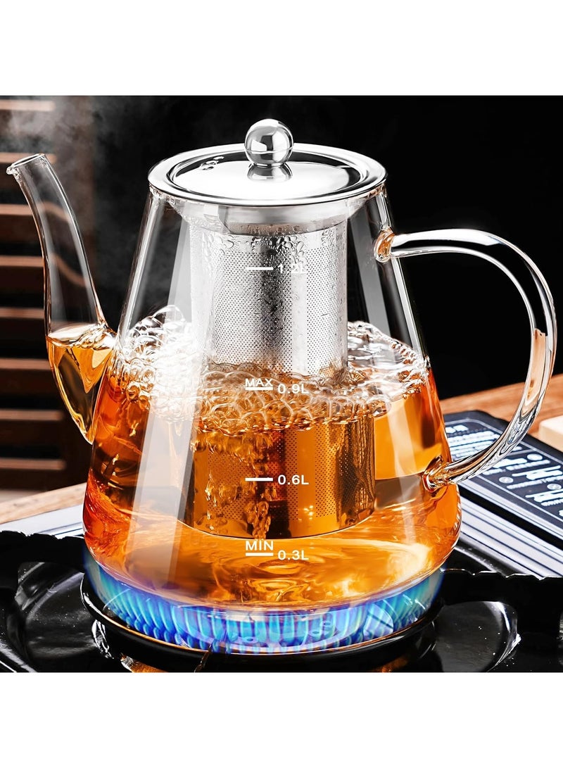 MARK STORE Glass Teapot, 1200ml Teapot with Removable Loose Tea Infuser, Borosilicate Glass Tea Pot  - Image 2