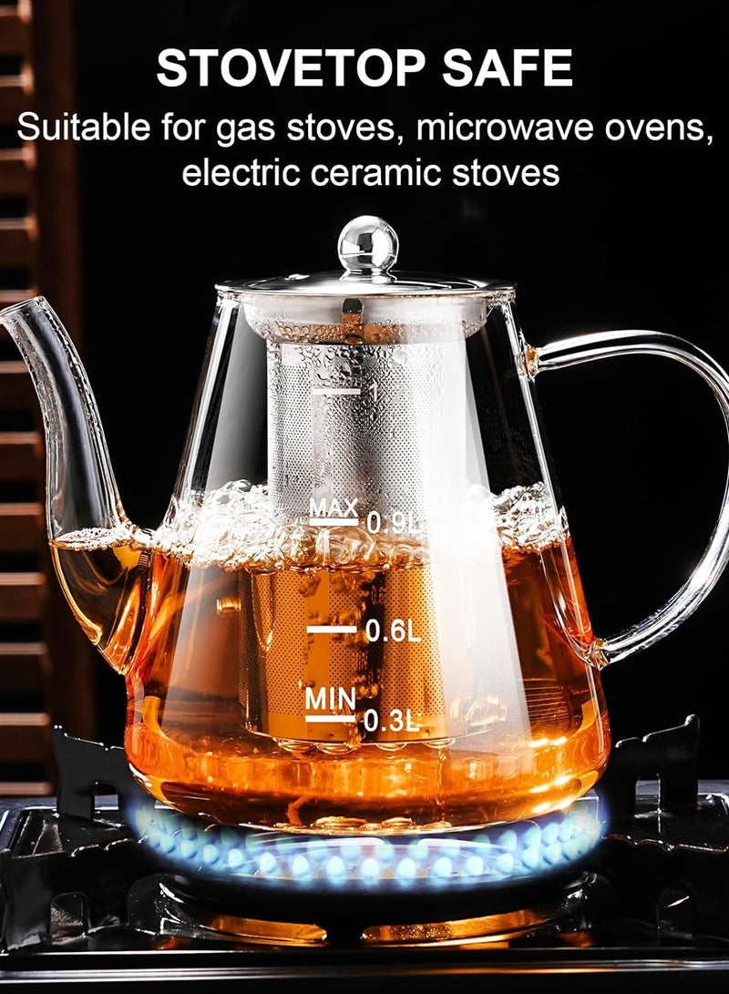 MARK STORE Glass Teapot, 1200ml Teapot with Removable Loose Tea Infuser, Borosilicate Glass Tea Pot  - Image 3