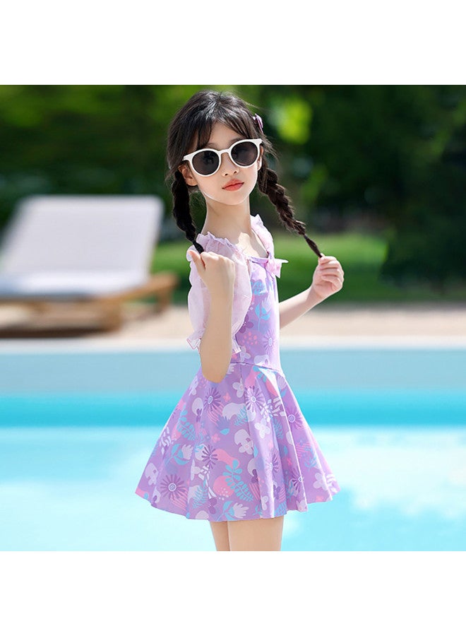 YouYou Children's Two-piece Swimsuit For Girls 2025, Large Kids, Middle School Students, Stylish Cute Princess Hot Spring Equipment - Image 5