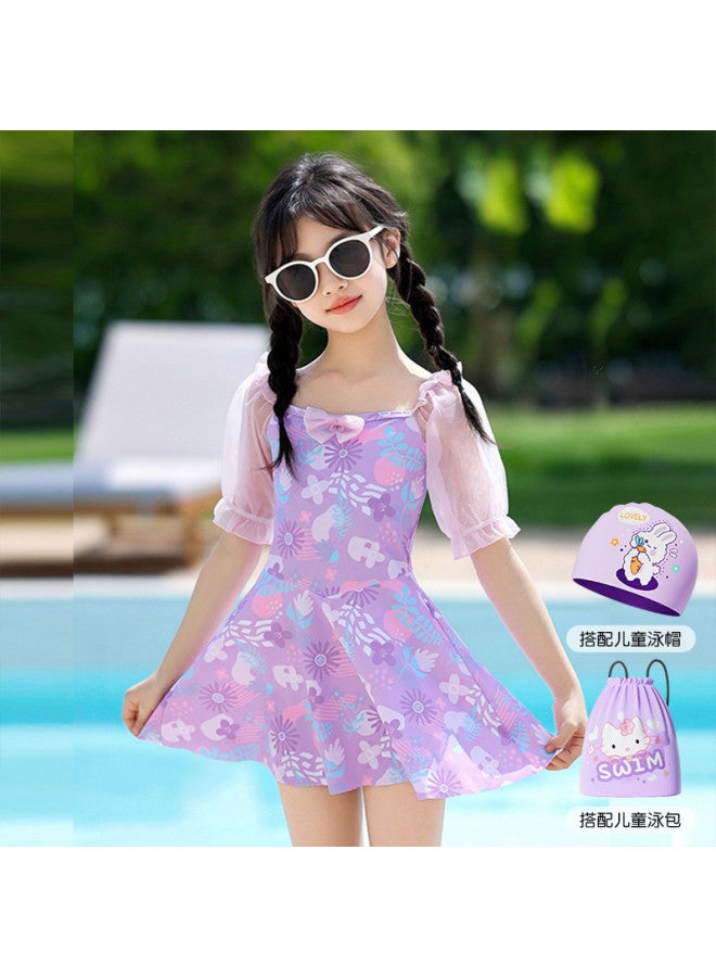YouYou Children's Two-piece Swimsuit For Girls 2025, Large Kids, Middle School Students, Stylish Cute Princess Hot Spring Equipment - Image 2