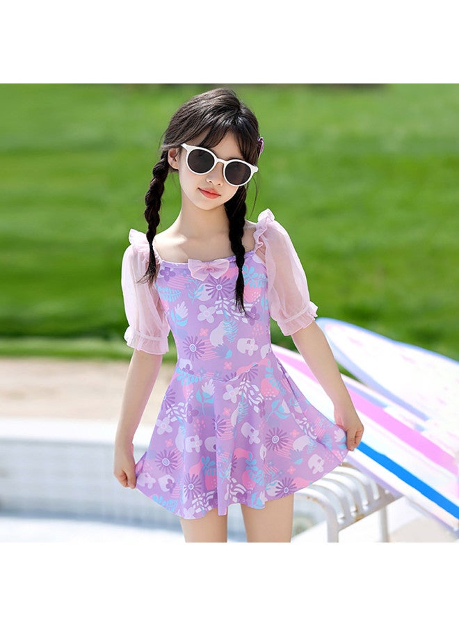 YouYou Children's Two-piece Swimsuit For Girls 2025, Large Kids, Middle School Students, Stylish Cute Princess Hot Spring Equipment - Image 4