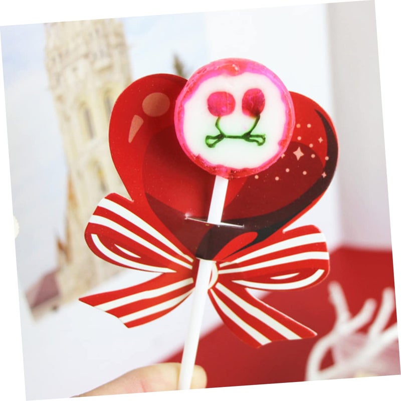50 Pieces Heart Shaped Lollipop Cards Candy Wrapping Decorations For Party DIY - Image 3