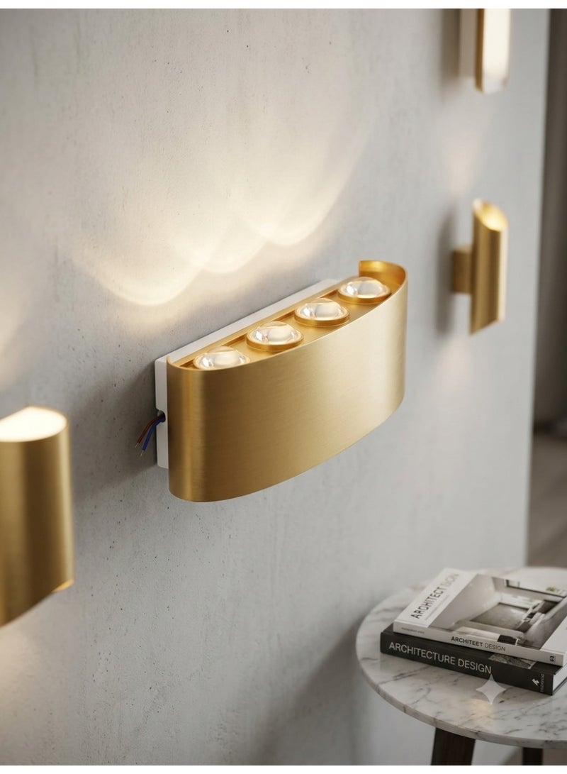 Modern Golden Wall Sconce with 4 LED Warm Lights - Image 1
