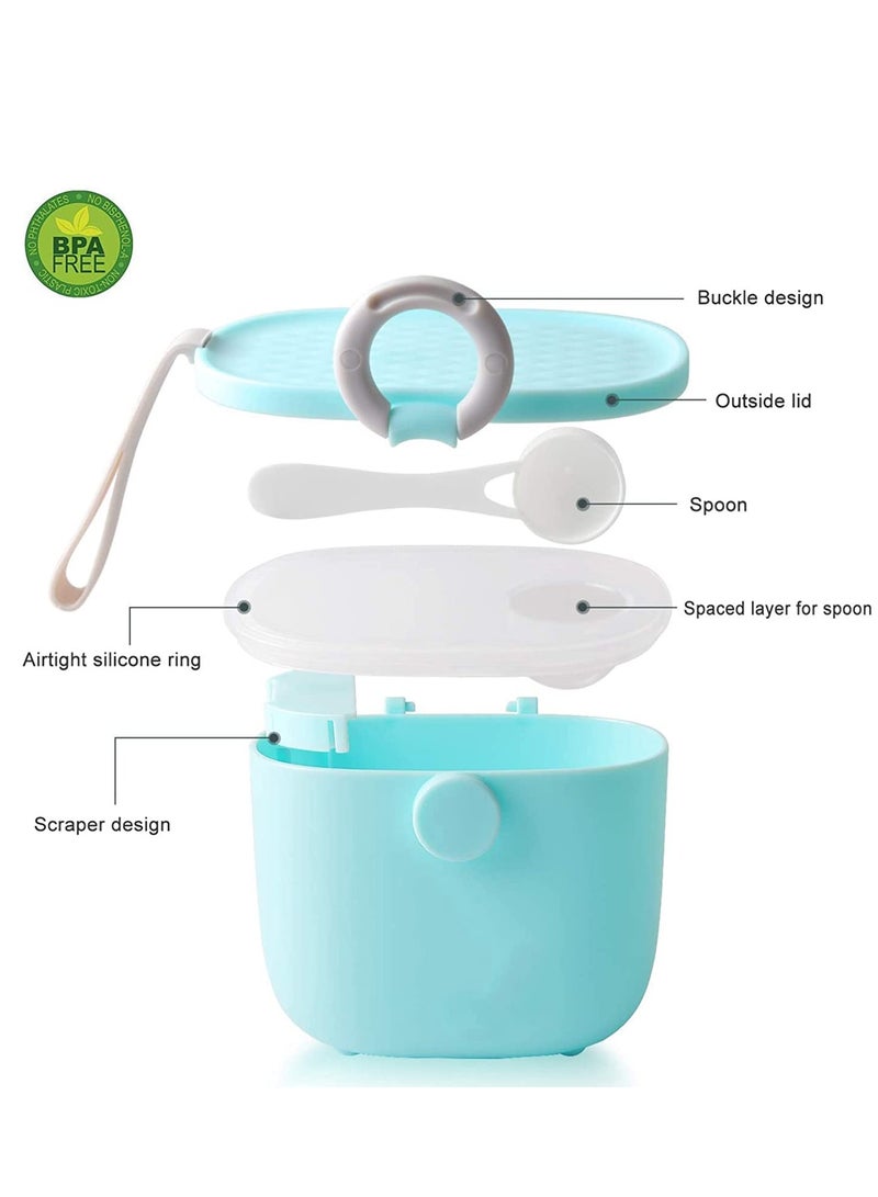 Baby Formula Dispenser, Portable Milk Powder Dispenser Container with carrying Handle and Scoop for Travel Outdoor Activities with Baby Infant, 500ML (Blue) - Image 5