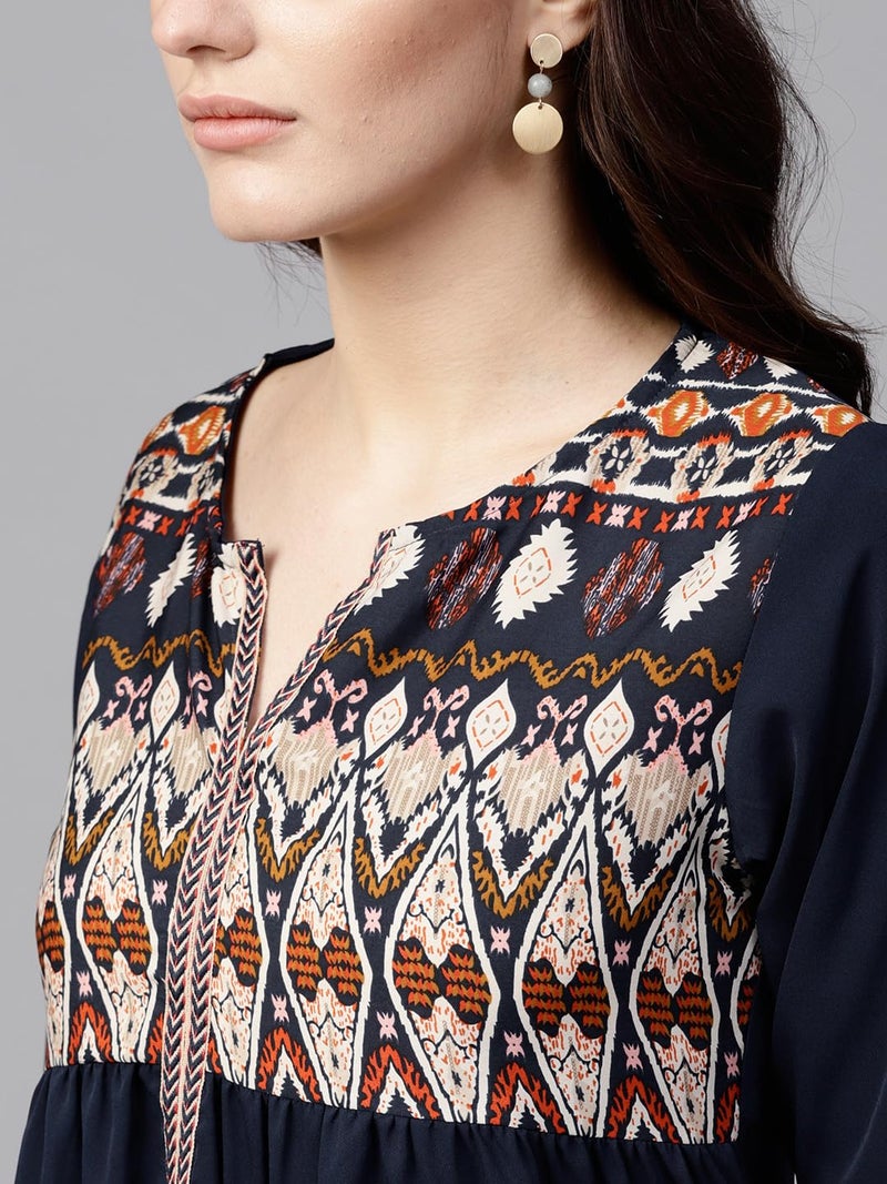 Pannkh Women's Printed Yoke Top Cotton Blend Ethnic Blouse for Daily & Casual Wear Stylish Yoke Design with Comfortable Fit - Image 2