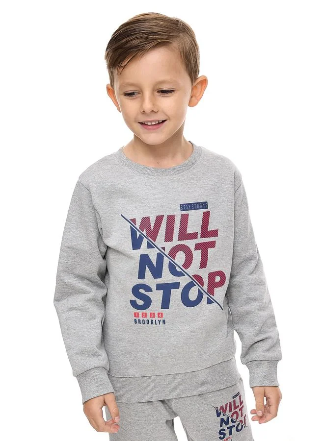 victor and jane Victor And Jane Boys Grey Graphic Sweatshirt and Joggers Set