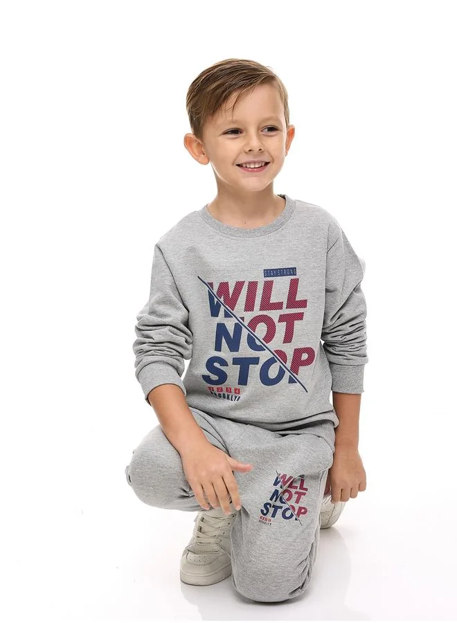 victor and jane Victor And Jane Boys Grey Graphic Sweatshirt and Joggers Set