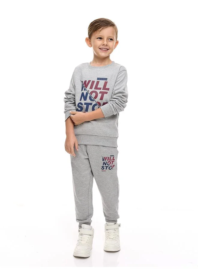 victor and jane Victor And Jane Boys Grey Graphic Sweatshirt and Joggers Set