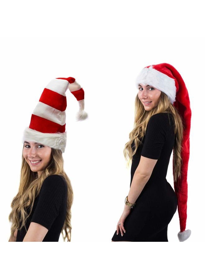 Tigerdoe Extra Long Santa Hat - 2 Pack Christmas Hats for Adults - Plush, M - Image 1