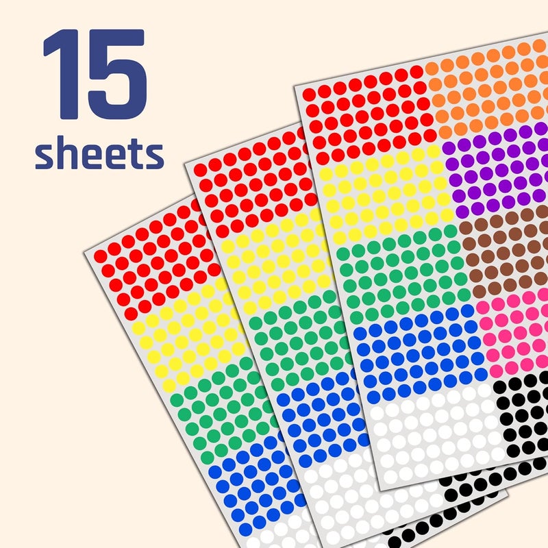 TownStix 6000 Pack 14 Small Colored Dot Stickers Round Labels  10 Colors - Image 3