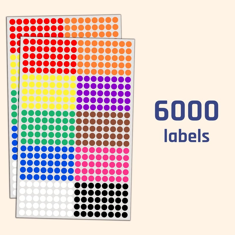 TownStix 6000 Pack 14 Small Colored Dot Stickers Round Labels  10 Colors - Image 4