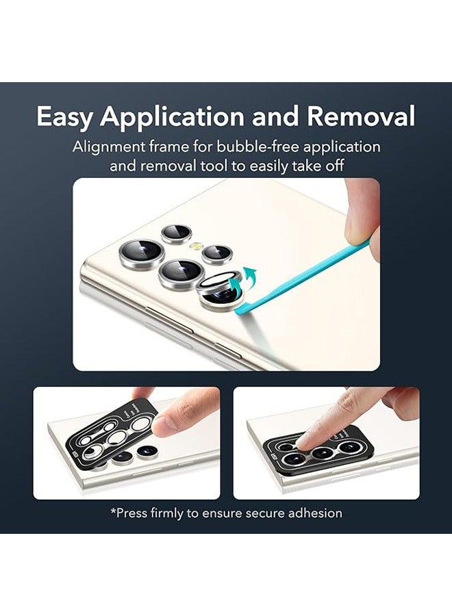 Samsung Galaxy S24 Ultra Camera Lens Protector, Individual Lens Protectors, Scratch-Resistant Ultra-Thin Tempered Glass with Aluminum Edging, Galaxy S24 Ultra Case Friendly, 1 Set, Silver - Image 5