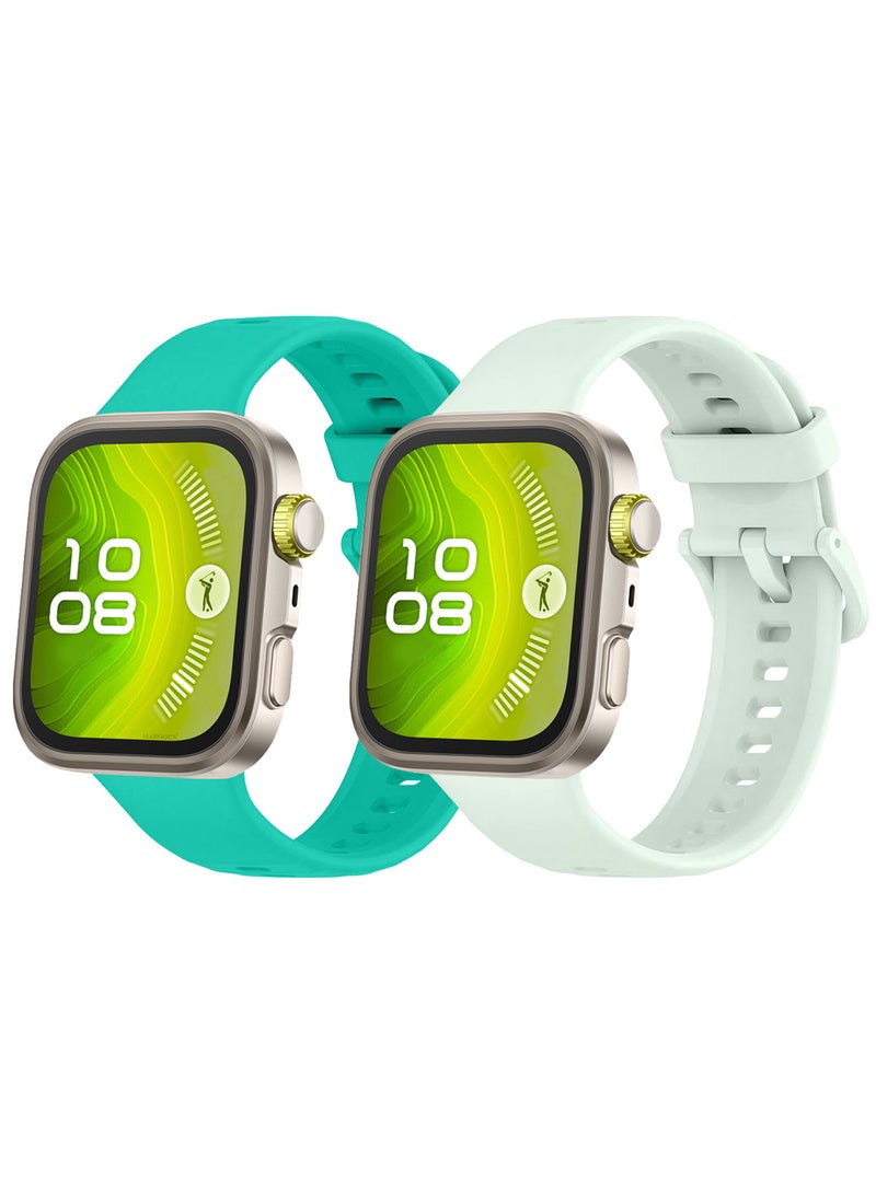 CATANES 2Packs Wristband for Huawei Watch Fit 3/Fit 4/Fit 4 Pro Bands, Silicone Bracelet Quick Release Arm Band, Replacement Smartwatch Band Quick Release Sport Straps - Aqua Pale Green  - Image 3