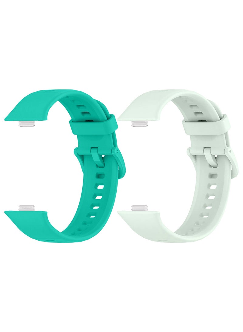 CATANES 2Packs Wristband for Huawei Watch Fit 3/Fit 4/Fit 4 Pro Bands, Silicone Bracelet Quick Release Arm Band, Replacement Smartwatch Band Quick Release Sport Straps - Aqua Pale Green  - Image 1